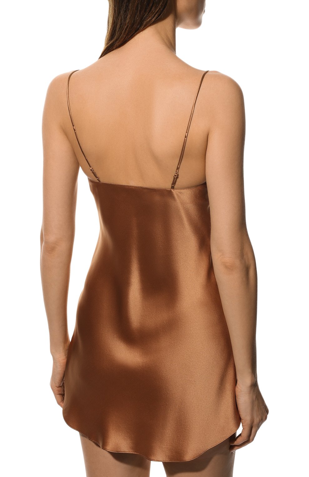 Женская шелковая сорочка LUNA DI SETA бронзового цвета, арт. VLST08008 | Фото 4 (Материал внешний: Шелк)