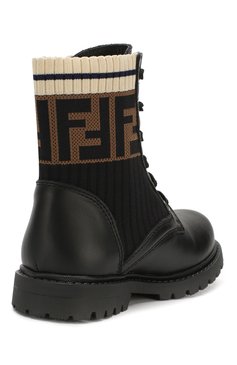 Детские кожаные ботинки FENDI черного цвета, арт. JMR284/A8CU/27 | Фото 3 (Материал внутренний: Натуральная кожа)