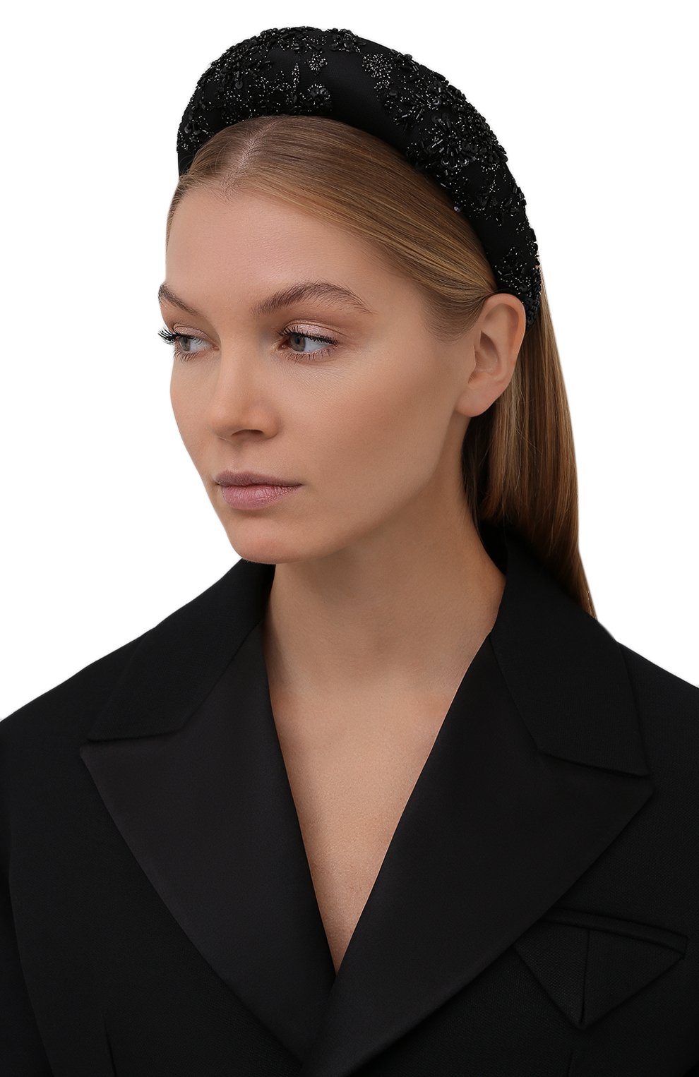 Женский ободок для волос FLOWER ME черного цвета, арт. HAIRBAND-NS003014L | Фото 2 (Материал: Текстиль)