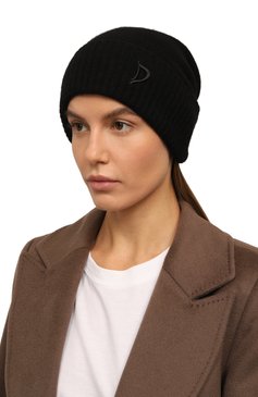 Женская кашемировая шапка DONDUP черного цвета, арт. WQ133/Y00480D XXX | Фото 2 (Материал: Текстиль, Кашемир, Шерсть; Материал сплава: Проставлено; Нос: Не проставлено)