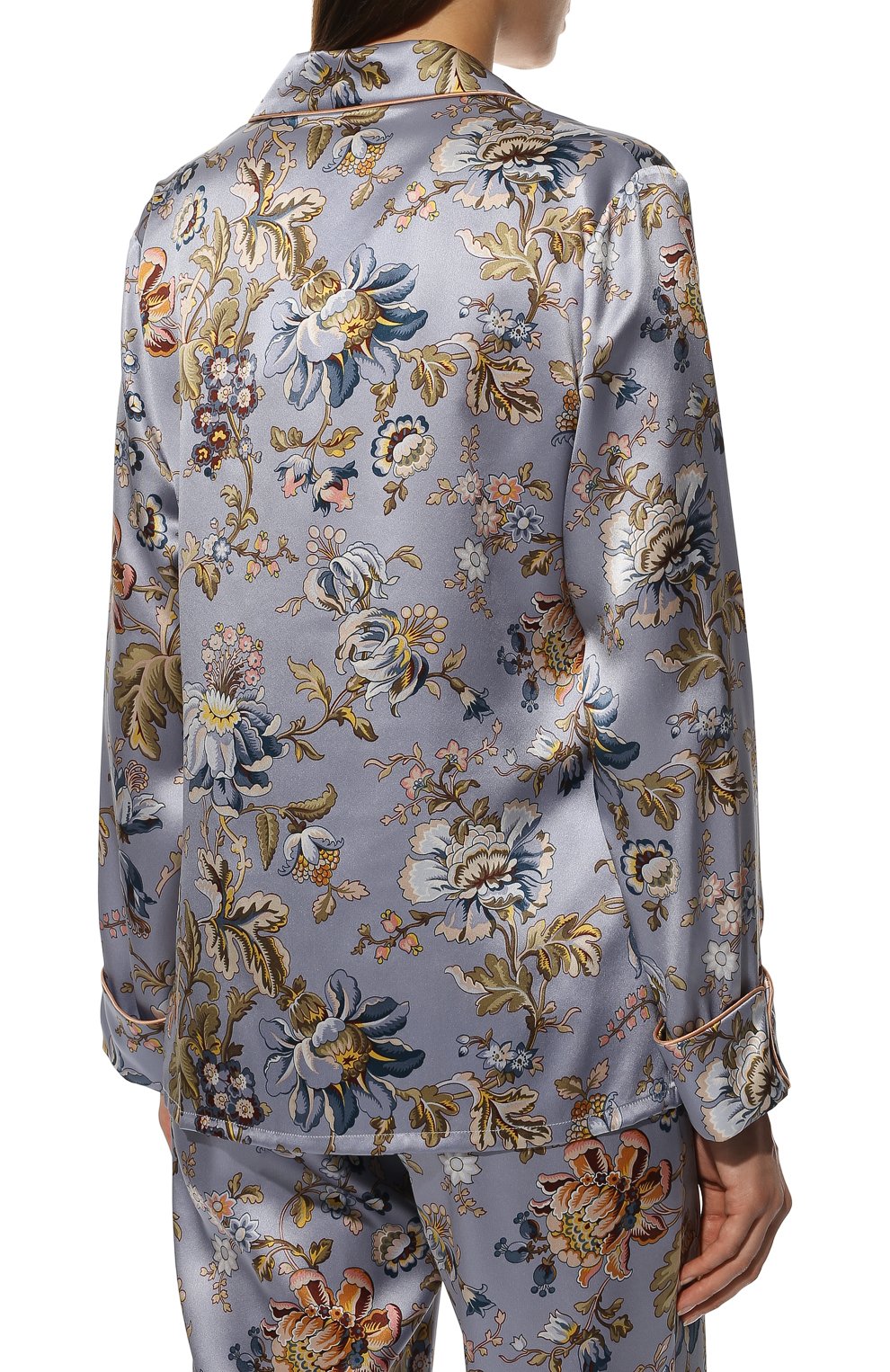 Женская шелковая пижама OLIVIA VON HALLE голубого цвета, арт. PS2205 | Фото 4 (Материал внешний: Шелк; Материал сплава: Проставлено; Нос: Не проставлено)