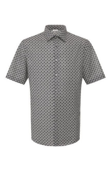 Мужская рубашка из смеси хлопка и льна BRIONI черно-белого цвета по цене 86750 руб., арт. SCDH0L/P9052 | Фото 1