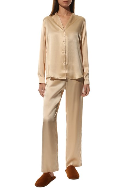 Женские шелковые брюки AUBADE кремвого цвета, арт. QS60 | Фото 2 (Женское Кросс-КТ: Брюки-белье; Материал внешний: Шелк)