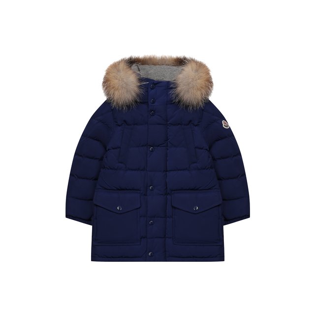 Пуховик с меховой отделкой на капюшоне Moncler Enfant