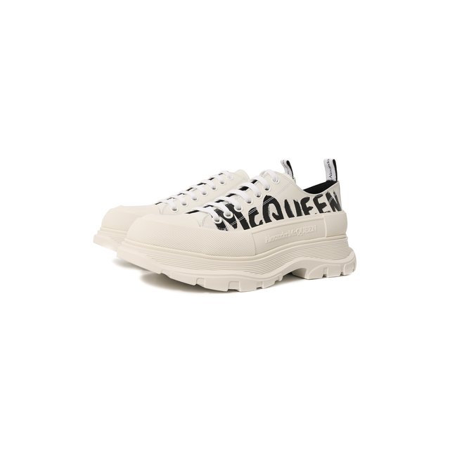 Кожаные ботинки Tread Slick Alexander McQueen белого цвета