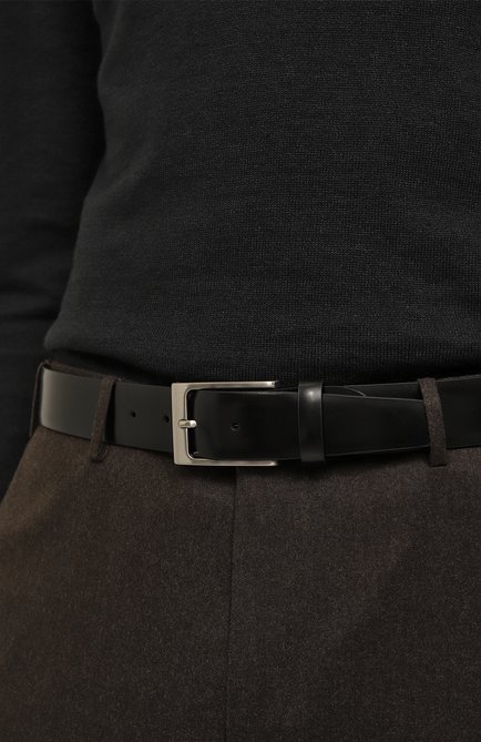 Мужской кожаный ремень CANALI черного цвета, арт. 50C/KA00034 | Фото 2 (Случай: Формальный; Материал: Натуральная кожа)