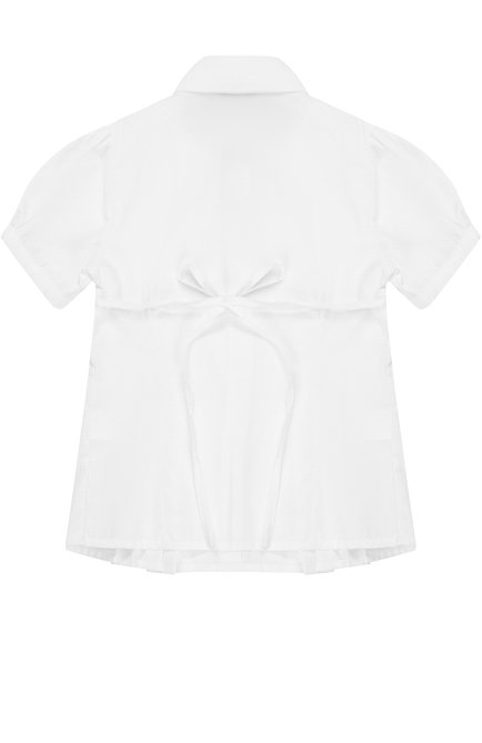 Детское хлопковая блуза с защипами и поясом CAF белого цвета, арт. 24-P0/6A-8A | Фото 2 (Материал внешний: Хлопок; Рукава: Короткие; Статус проверки: Проверено, Проверена категория)