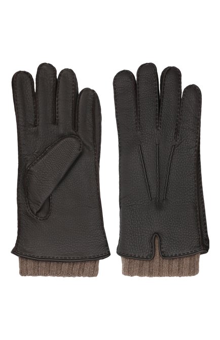 Мужские кожаные перчатки LORO PIANA темно-коричневого цвета, арт. FAG4758 | Фото 2 (Мужское Кросс-КТ: Кожа и замша; Статус проверки: Проверена категория; Материал: Натуральная кожа)