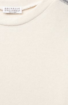 Детский хлопковый пуловер BRUNELLO CUCINELLI бежевого цвета, арт. BA927E248B | Фото 3 (Девочки Кросс-КТ: Пуловер-одежда; Материал внешний: Шерсть, Кашемир; Рукава: Длинные; Ростовка одежда: 10 - 11 лет | 140 - 146см, 8 лет | 128 см)