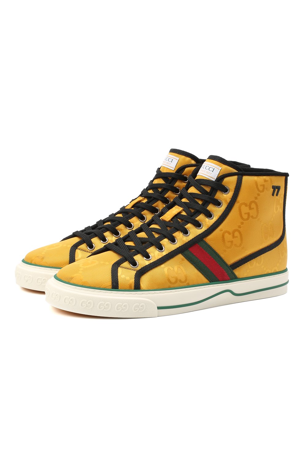 Мужские текстильные кеды gucci tennis 1977 GUCCI желтого цвета, арт. 628717/H9H80 | Фото 1 (Материал внешний: Текстиль; Региональные ограничения белый список (Axapta Mercury): RU; Стили: Классический; Материал утеплителя: Без утеплителя; Материал внутренний: Текстиль; Подошва: Плоск�ая; ширина носка стельки: 9,5; толщина подошвы: 2,8)