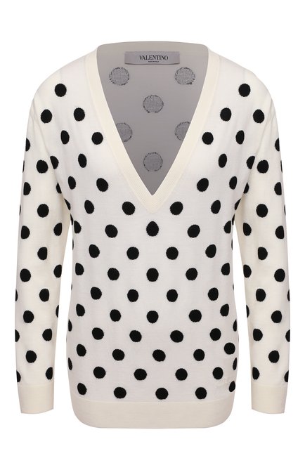 Женский шерстяной пуловер VALENTINO черно-белого цвета по цене 168500 руб., арт. VB3KC20Z679 | Фото 1