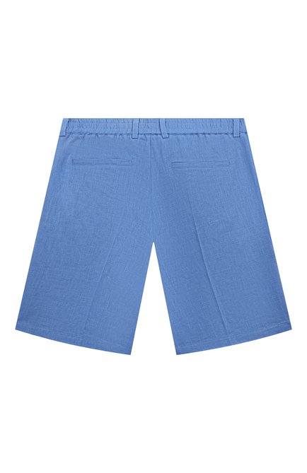 Детские льняные шорты TRUSSARDI JUNIOR синего цвета, арт. TBP24049BE | Фото 2 (Материал сплава: Проставлено; Нос: Не проставлено; Материал внешний: Лен)