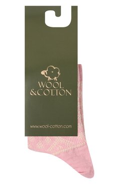 Детские шерстяные носки WOOL&COTTON розового цвета, арт. NNRU-SN | Фото 1 (Материал: Текстиль, Шерсть)