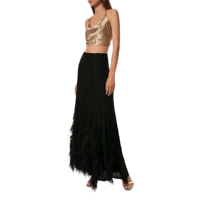 фото Шелковая юбка с отделкой перьями ralph lauren