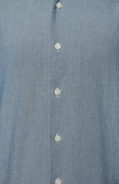 Мужская хлопковая рубашка ALESSANDRO GHERARDI серо-голубого цвета, арт. BP1L-3G-7T/10AC | Фото 5 (Манжеты: На пуговицах; Рукава: Длинные; Рубашки М: Regular Fit; Случай: Повседневный; Длина (для топов): Стандартные; Материал внешний: Хлопок; Принт: Однотонные; Стили: Кэжуэл)