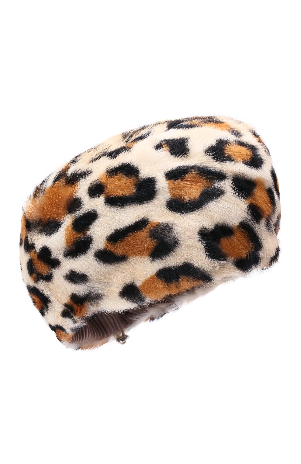 Женский берет из меха козлика FURLAND леопардового цвета, арт. 0013608610034200000 | Фото 1 (Материал: Натуральный мех)