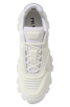 Мужские кроссовки PRADA белого цвета, арт. 2EG293-3KZU-F0009 | Фото 6 (Материал внешний: Текстиль; Стили: Гранж, Классический; Материал утеплителя: Без утеплителя; Подошва: Массивная)