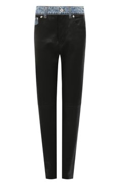 Женские комбинированные брюки HALFBOY черного цвета, арт. H06WATS1008 | Фото 1 (Стили: Гламурный; Кросс-КТ: Деним; Длина (брюки, джинсы): Стандартные; Женское Кросс-КТ: Брюки-одежда; Материал внешний: Деним, Натуральная кожа; Силуэт Ж (брюки и джинсы): Узкие)