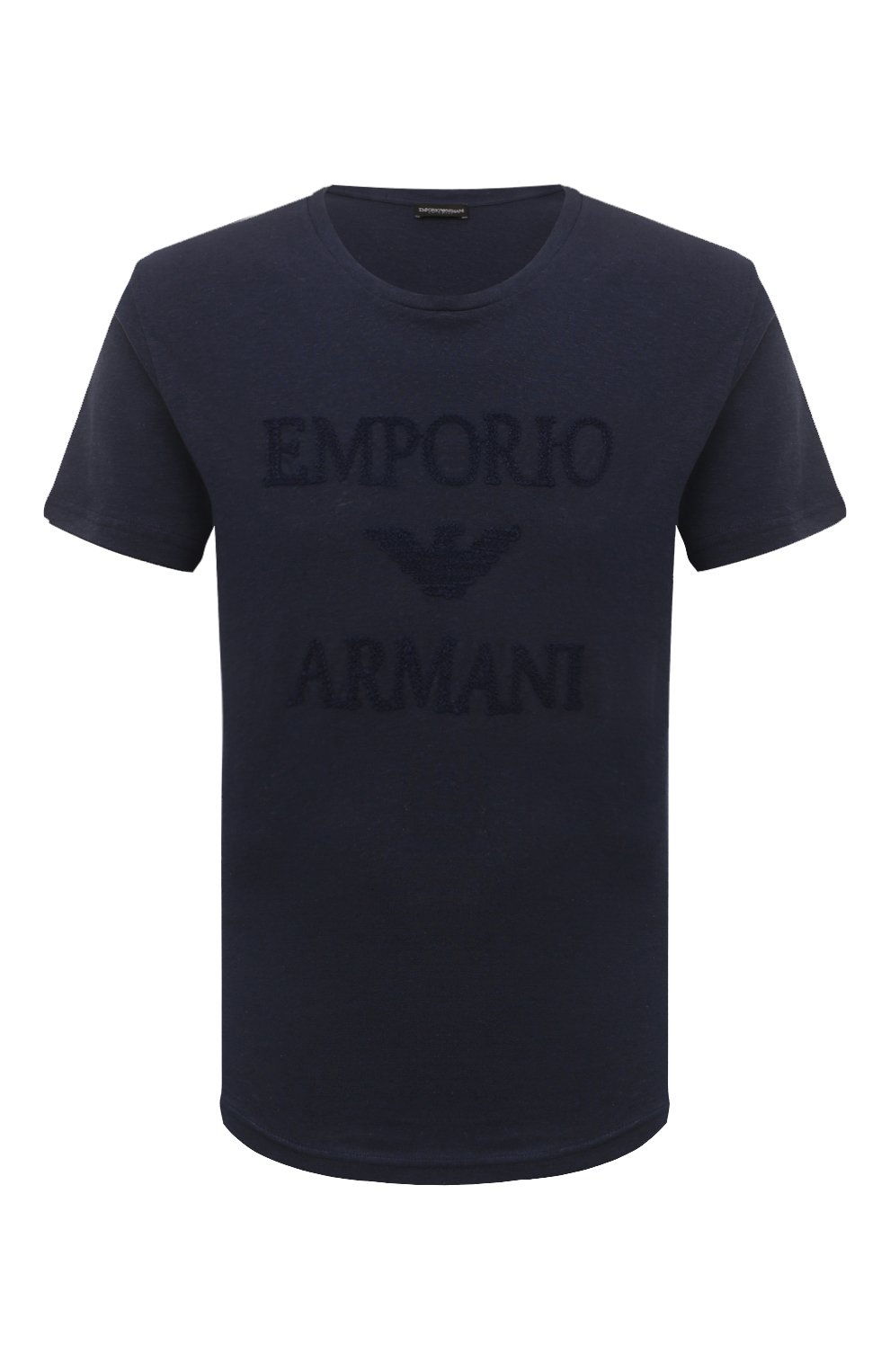 Футболка из хлопка и льна Emporio Armani 211818/3R485