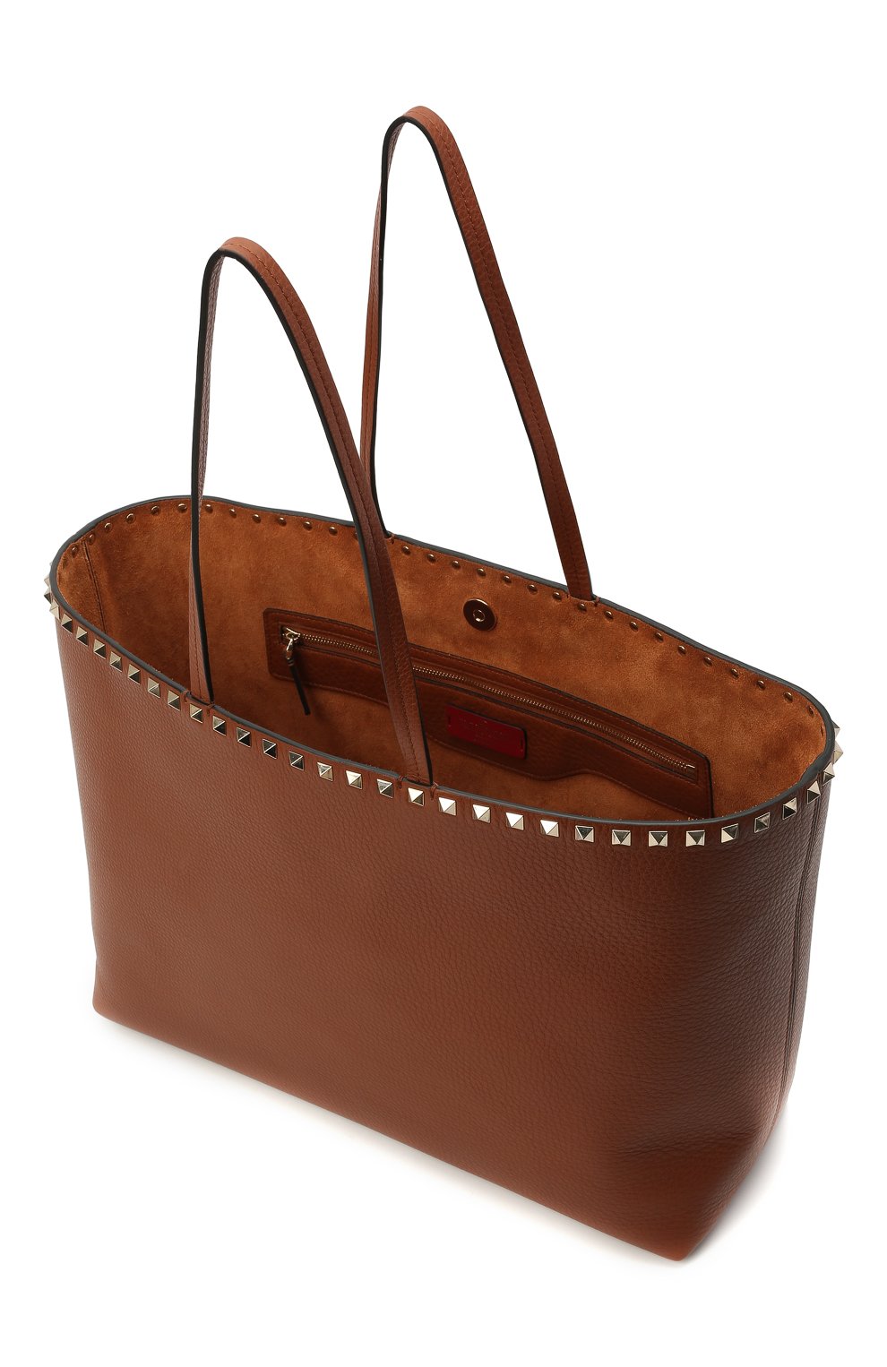 Женский сумка-шопер rockstud VALENTINO коричневого цвета, арт. VW2B0B70/VSF | Фото 4 (Сумки-технические: Сумки-шопперы; Материал: Натуральная кожа; Размер: large)