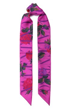 Женский шелковый шарф  VALENTINO кремвого цвета, арт. UW2E6017/MRM | Фото 1 (Принт: С принтом; Материал: Текстиль, Шелк)