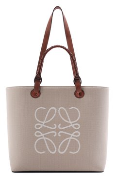 Женский сумка-тоут anagram LOEWE кремвого цвета, арт. A717T23X02 | Фото 6 (Сумки-технические: Сумки-шопперы; Размер: medium; Материал: Текстиль)