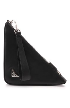 Женский клатч PRADA черного цвета, арт. 1NE039-2BYA-F0002 | Фото 5 (Размер: medium; Материал: Натуральная кожа; Женское Кросс-КТ: Клатч-клатчи)
