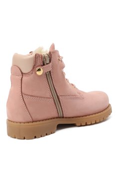 Детские кожаные ботинки с меховой отделкой WALKEY розового цвета, арт. Y1B4-40013-0415/25-29 | Фото 3 (Кросс-КТ: хайкеры; Материал утеплителя: Натуральный мех; высота каблука: 2,3; ширина носка стельки: 6,8; толщина подошвы: 1,3)