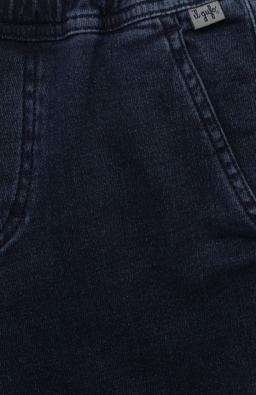 Детские джинсы IL GUFO темно-синего цвета, арт. A23PL394J0039/5A-8A | Фото 3 (Детали: На резинке; Материал сплава: Проставлено; Нос: Не проставлено; Материал внешний: Хлопок)