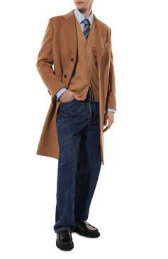 Мужской кашемировый кардиган GUCCI бежевого цвета, арт. 599866 XKA5B | Фото 2 (Мужское Кросс-КТ: Кардиган-одежда; Материал внешний: Шерсть, Кашемир; Рукава: Длинные; Длина (для топов): Стандартные; Стили: Классический)