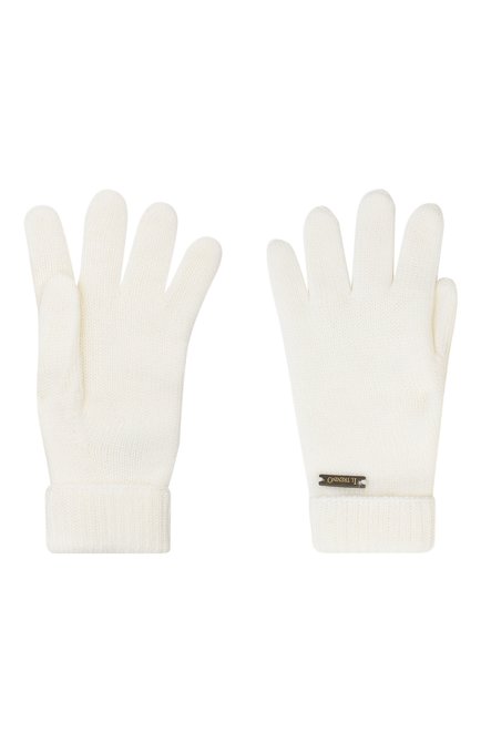 Детские шерстяные перчатки IL TRENINO белого цвета, арт. 20 4063/E0 | Фото 2 (Материал: Шерсть, Текстиль; Региональные ограничения белый список (Axapta Mercury): RU)
