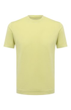 Мужская хлопковая футболка FEDELI салатового цвета, арт. 6UEF0103 | Фото 1 (Принт: Без принта; Рукава: Короткие; Длина (для топов): Стандартные; Материал внешний: Хлопок; Стили: Кэжуэл)