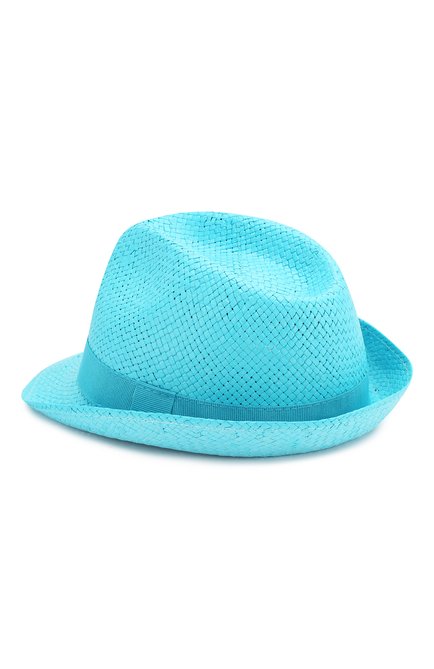 Детская соломенная шляпа CATYA голубого цвета, арт. 014014 | Фото 2 (Материал: Растительное волокно)