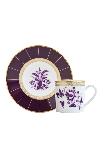 Кофейная чашка с блюдцем prunus BERNARDAUD фиолетового цвета по цене 19950 руб., арт. 1831/79 | Фото 1
