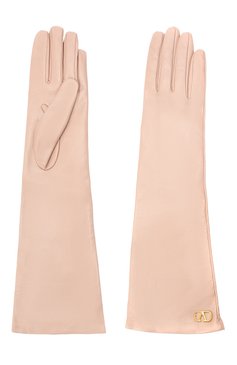 Женские кожаные перчатки VALENTINO бежевого цвета, арт. UW2GCA14/WJW | Фото 2 (Материал: Натуральная кожа; Длина (верхняя одежда): Длинные)