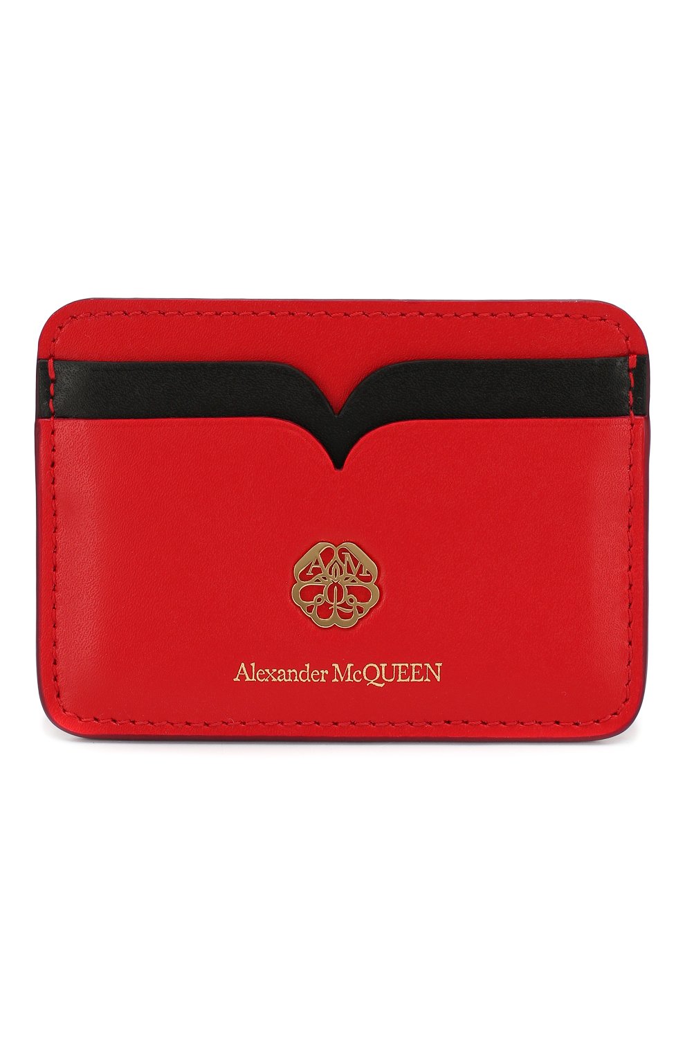 Женский кожаный футляр для кредитных карт ALEXANDER MCQUEEN красного цвета, арт. 610198/1CWDT | Фото 1 (Материал: Натуральная кожа; Статус проверки: Проверена категория)