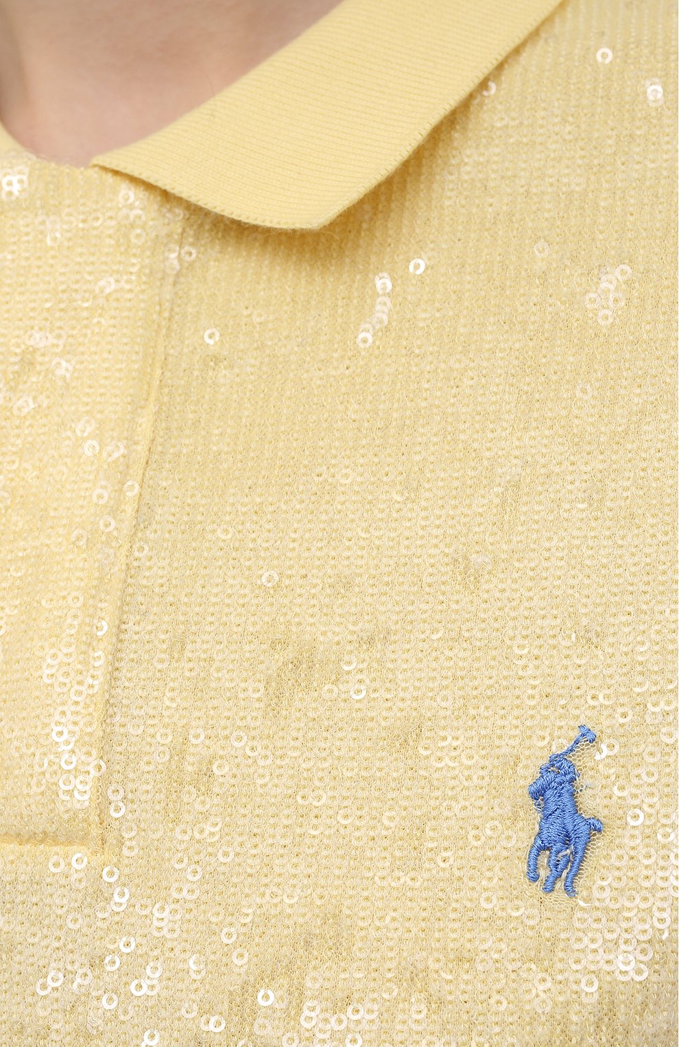 Хлопковое поло с пайетками Polo Ralph Lauren 211838104, цвет жёлтый, размер 40 - фото 5