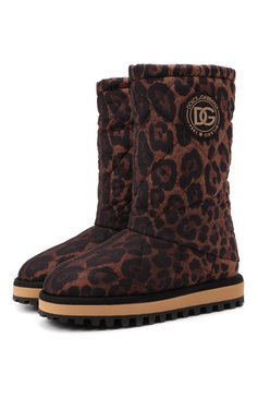 Женские текстильные сапоги DOLCE & GABBANA леопардового цвета, арт. CK1893/A0868 | Фото 1 (Материал внешний: Текстиль; Подошва: Платформа; Высота голенища: Средние; Каблук высота: Без каблука; Каблук тип: Устойчивый; Материал утеплителя: Без утеплителя; Материал внутренний: Текстиль; Длина стельки: 19,1, 22,8, 23,4, 24,1, 24,8, 25,4, 26,1)