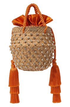 Женская сумка carol small LE NINE оранжевого цвета, арт. CRS2-00030-228/30/C0TT0N/SATIN | Фото 1 (Сумки-технические: Сумки top-handle; Материал: Растительное волокно; Ремень/цепочка: На ремешке; Размер: small)