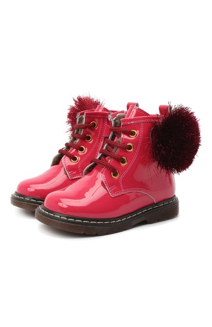 Детские кожаные ботинки MONNALISA розового цвета, арт. 836001M | Фото 1 (Материал внешний: Кожа; Региональные ограничения белый список (Axapta Mercury): RU)