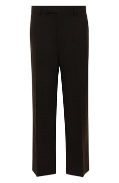 Мужские шерстяные брюки PRADA темно-коричневого цвета, арт. UP0178-10EB-F0192-221 | Фото 1 (Материал внешний: Шерсть; Длина (брюки, джинсы): Стандартные; Стили: Классический; Случай: Формальный)