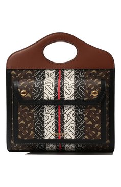 Женская сумка pocket mini BURBERRY коричневого цвета, арт. 8019365 | Фото 1 (Сумки-технические: Сумки через плечо, Сумки top-handle; Размер: mini; Ремень/цепочка: На ремешке; Материал: Экокожа)
