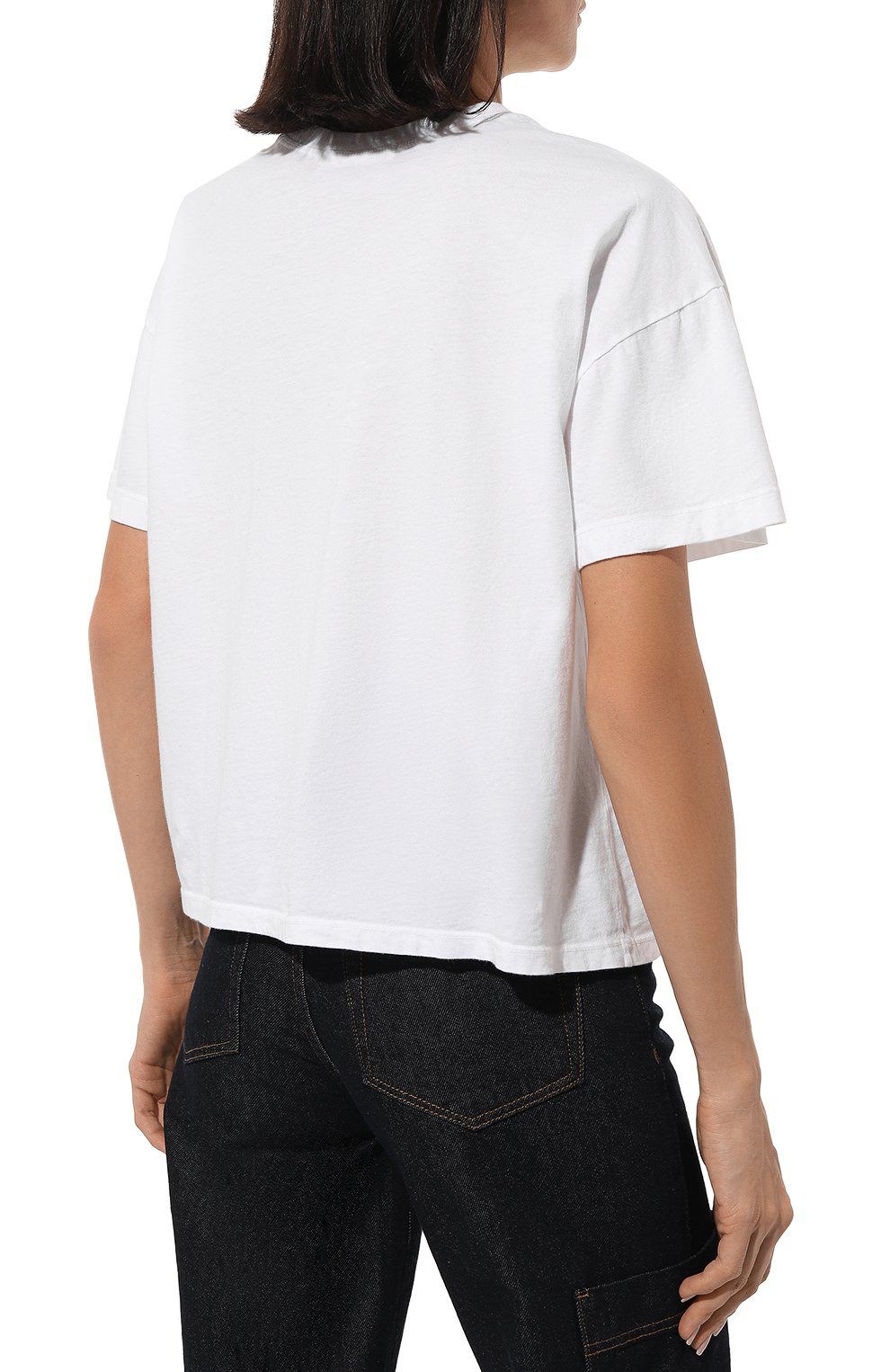 Женская хлопковая футболка ELECTRIC&ROSE белого цвета, арт. LFTP72-BIT | Фото 4 (Рукава: Короткие; Длина (для топов): Стандартные; Принт: С принтом; Материал сплава: Проставлено; Материал внешний: Хлопок; Женское Кросс-КТ: Футболка-одежда; Драгоценные камни: Проставлено)