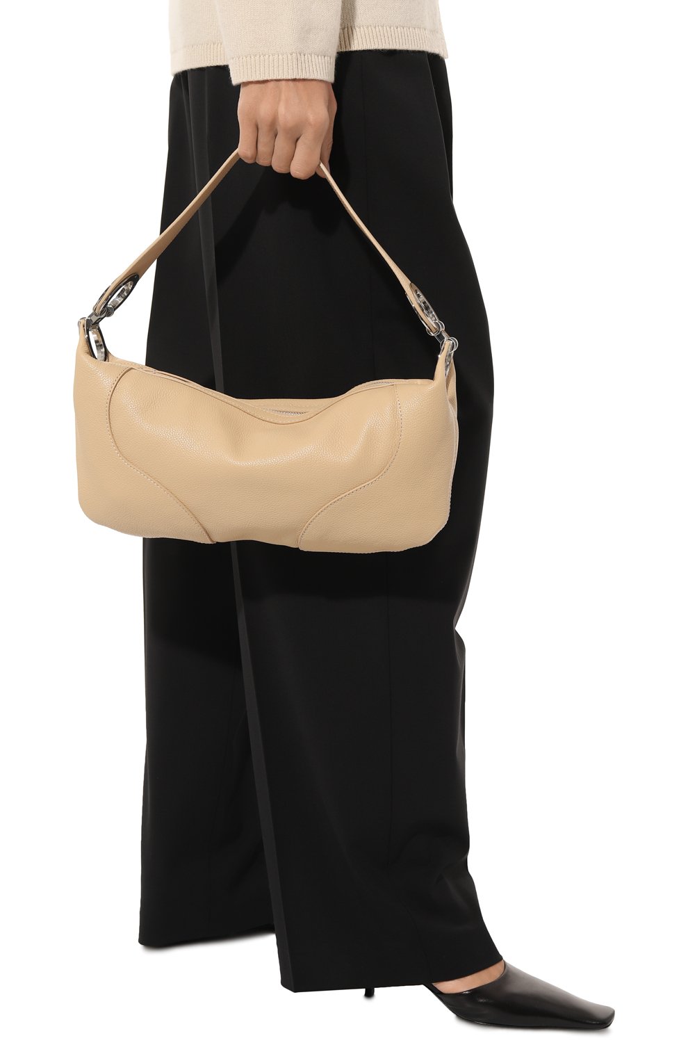 Женская сумка amira BY FAR бежевого цвета, арт. 23SSAMASKRFSGCLAR | Фото 2 (Сумки-технические: Сумки top-handle; Материал: Натуральная кожа; Материал сплава: Проставлено; Драгоценные камни: Проставлено; Размер: large)