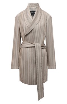 Женский жакет из льна и вискозы GIORGIO ARMANI светло-коричневого цвета, арт. 1WH0L077/T02IM | Фото 1 (Рукава: Длинные; Случай: Повседневный; Длина (для топов): Удлиненные; 1-2-бортные: Однобортные; Материал внешний: Вискоза, Лен; Женское Кросс-КТ: Жакет-одежда; Стили: Кэжуэл)