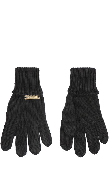 Детские шерстяные перчатки IL TRENINO черного цвета, арт. 17 5059/E3 | Фото 2 (Статус проверки: Проверено, Проверена категория; Материал: Шерсть, Текстиль)