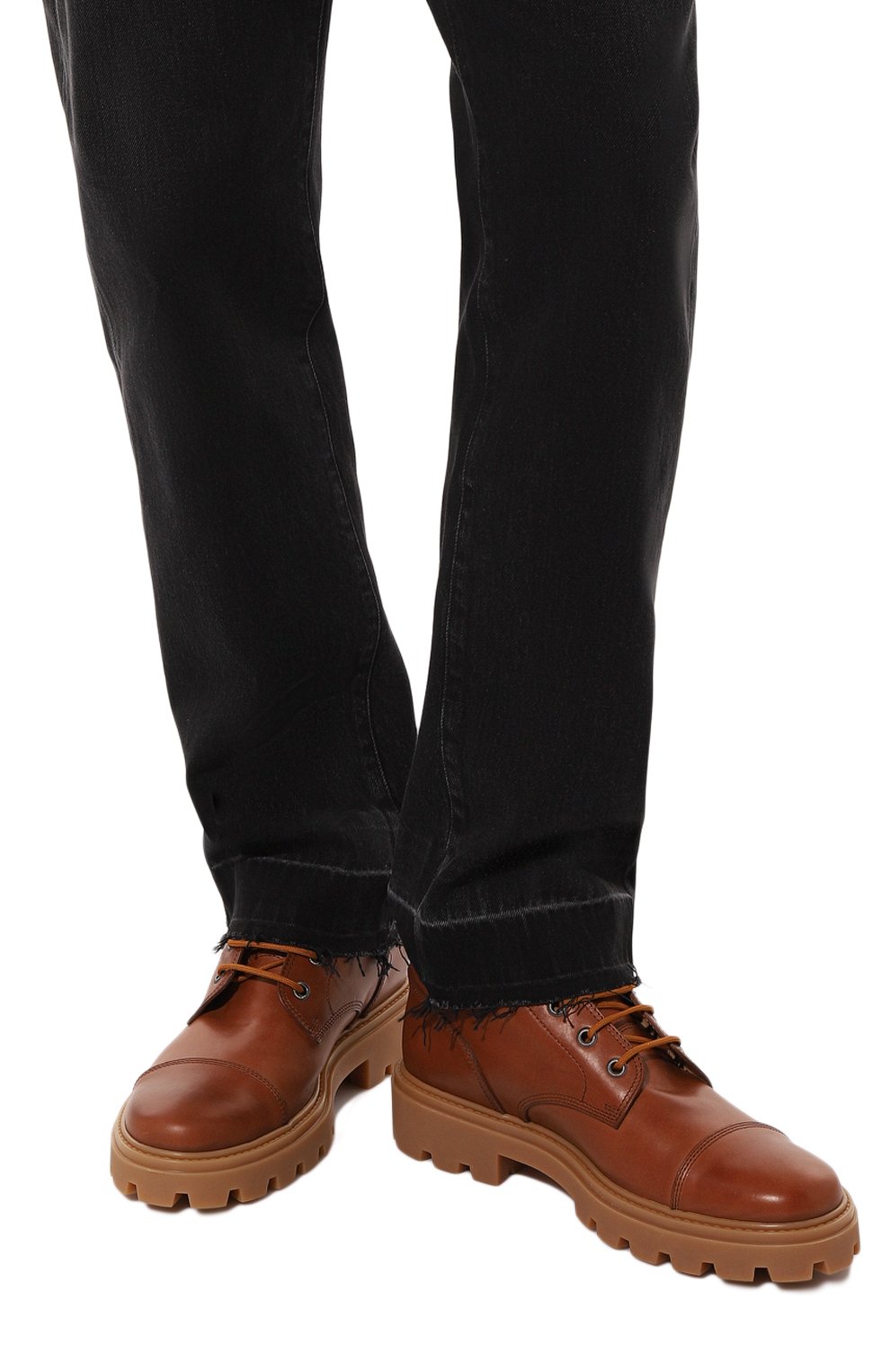 Мужские кожаные ботинки TOD’S коричневого цвета, арт. XXM08J0FZ90NHV/S010 | Фото 3 (Мужское Кросс-КТ: Ботинки-обувь; Материал внутренний: Натуральная кожа; Материал утеплителя: Без утеплителя; Подошва: Массивная)