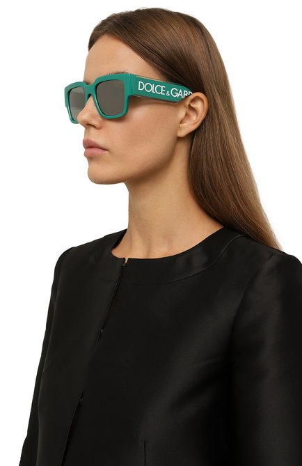 Женские солнцезащитные очки DOLCE & GABBANA зеленого цвета, арт. 6184-331182 | Фото 2 (Региональные ограничения белый список (Axapta Mercury): Не проставлено; Нос: Не проставлено)