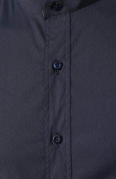 Мужская хлопковая рубашка ZILLI темно-синего цвета, арт. MFT-YD001-13037/RS01 | Фото 5 (Манжеты: На пуговицах; Рукава: Длинные; Случай: Повседневный; Длина (для топов): Стандартные; Региональные ограничения белый список (Axapta Mercury): RU; Материал сплава: Проставлено; Материал внешний: Хлопок; Принт: Однотонные; Воротник: Мандарин; Драгоценные камни: Проставлено)