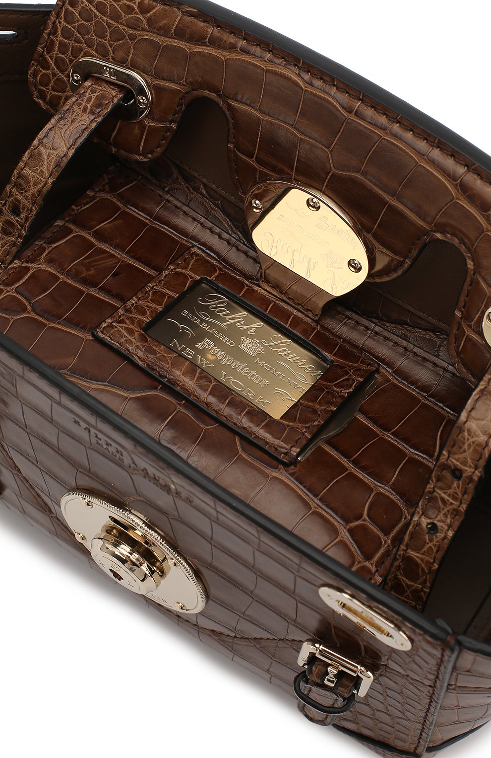 Женская коричневая сумка ricky 18 из кожи аллигатора RALPH LAUREN ...